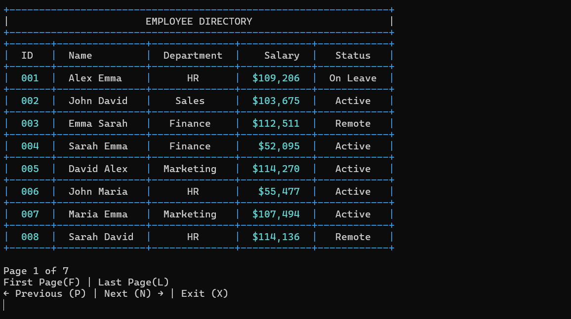 Pagination on command line
